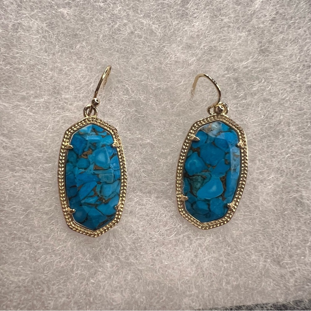 Kendra Scott Blue and Gold Drop Earrings